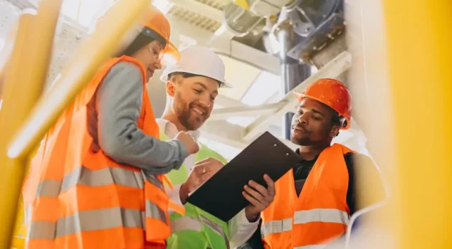 Profissionais analisando locação de geradores para mineradoras.