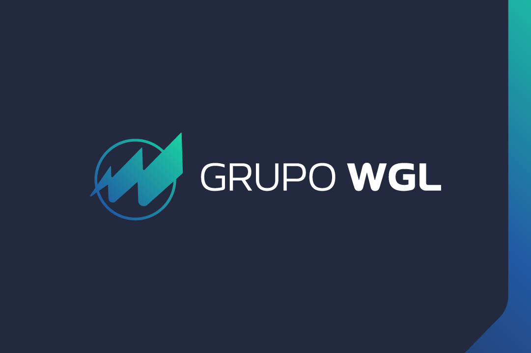 Representação institucional da nova marca do Grupo WGL, que reforça seu posicionamento como ecossistema completo de soluções em energia, engenharia elétrica e agronegócio.